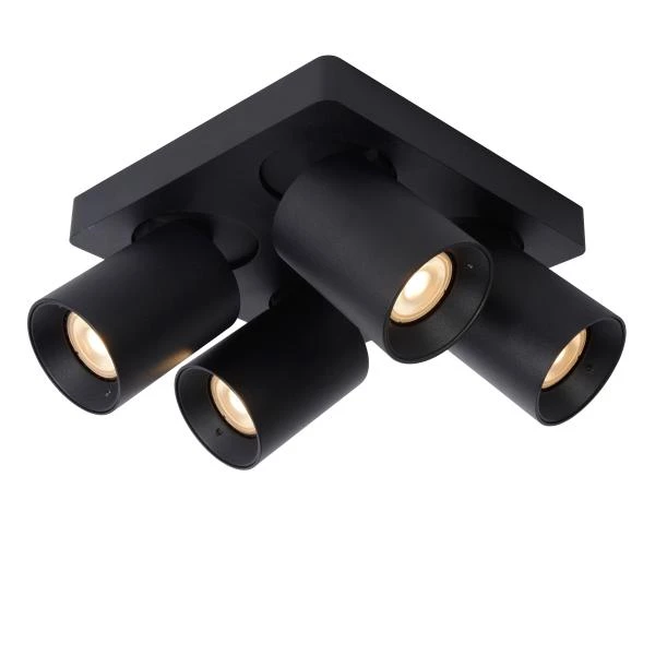 Lucide NIGEL - Ceiling spotlight - LED Dim to warm - GU10 - 4x5W 2200K/3000K - Black - detail 1